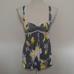 *HP* Black and yellow kids floral polka dot top L